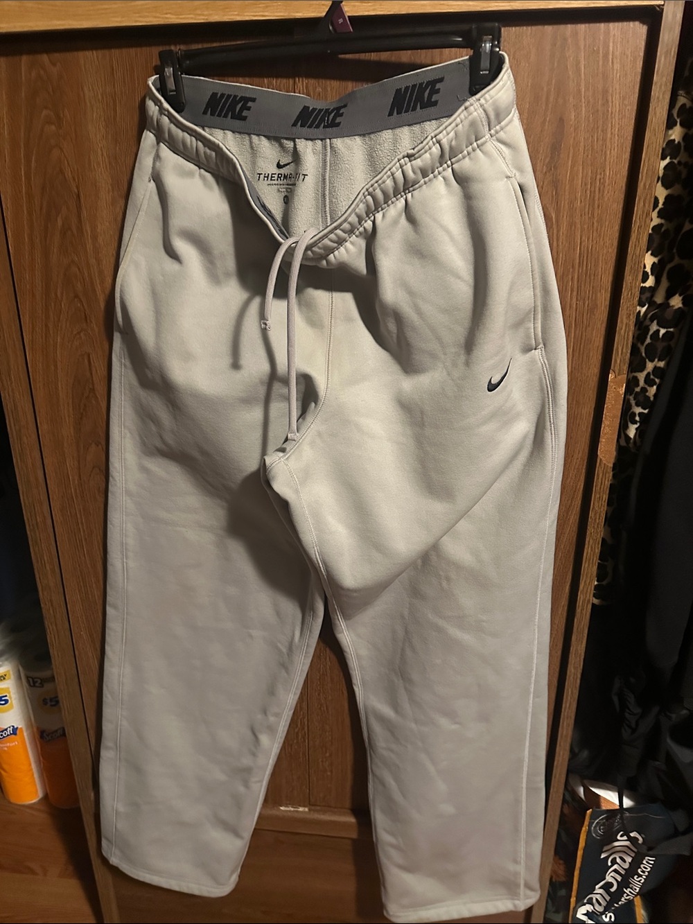 Nike Light Gray Therma-FIT Joggers with Black Swoosh